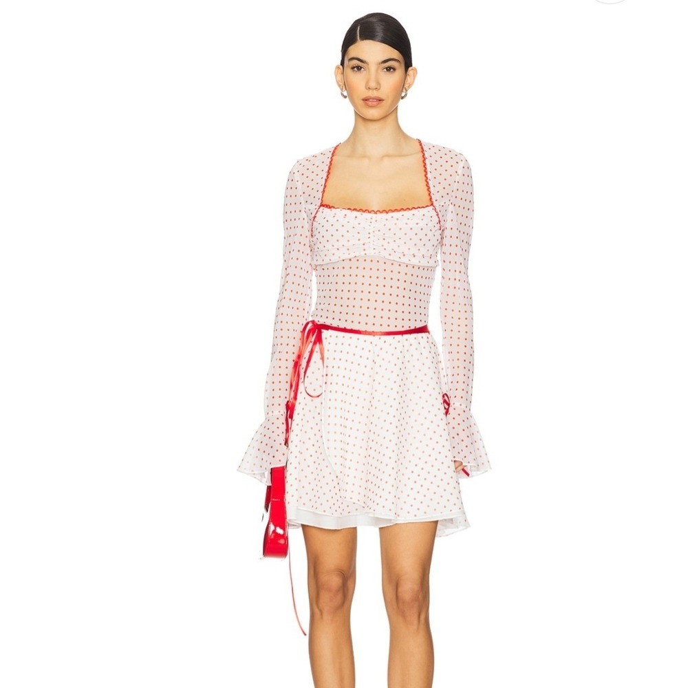 Tyler McGillivary Franny Top and Wrap Skirt Set Polka Dot Red White NWT Medium